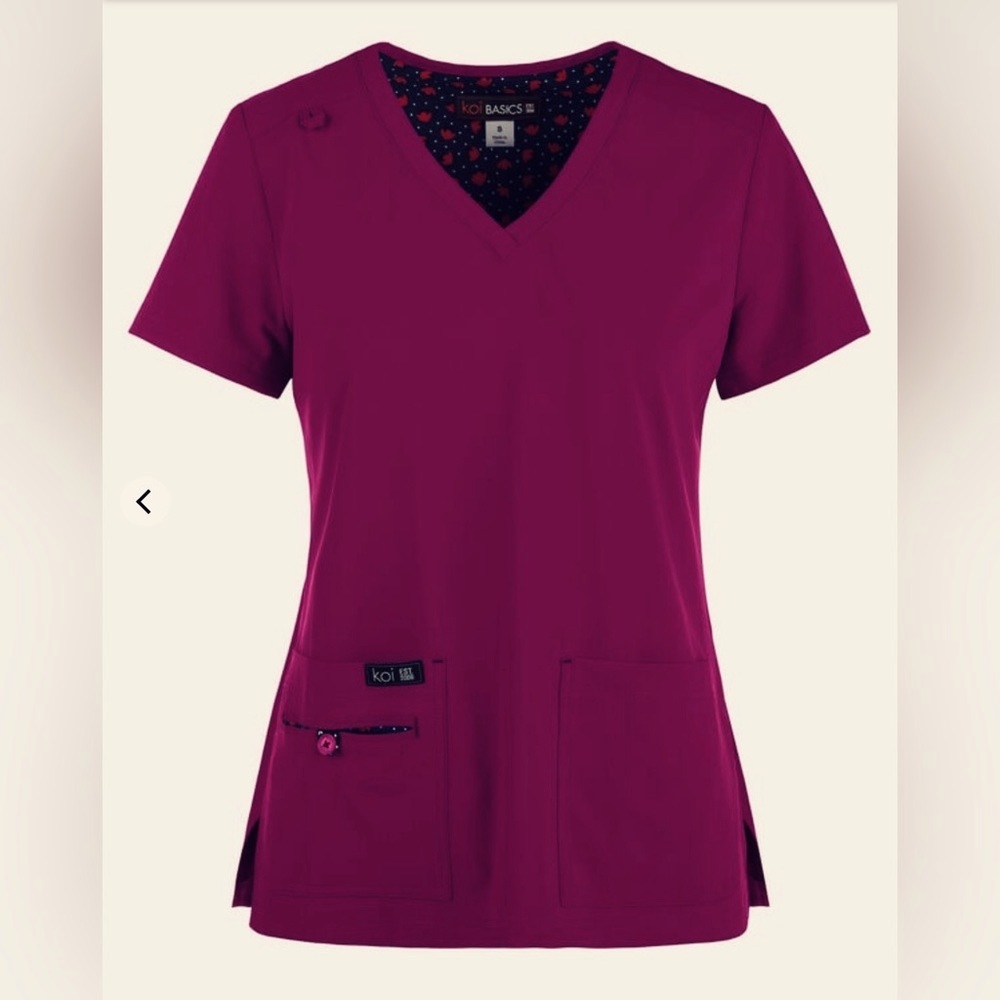 KOI Basics Becca Women’s 4 Pocket Stretch V Neck Scrub Top Size XL NWOT